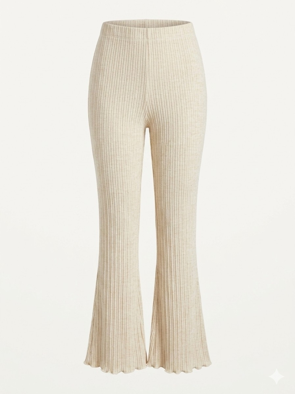 Urban Outfitters Ribbed Flare Knit Pants - Cream